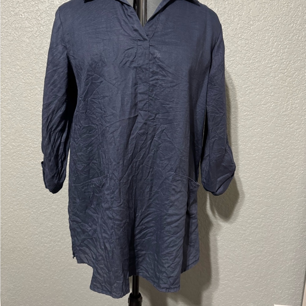August Silk Navy Blue Women's Top